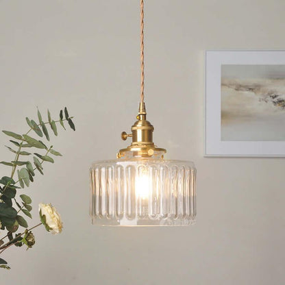 Retro Cylinder Glass Pendant Light