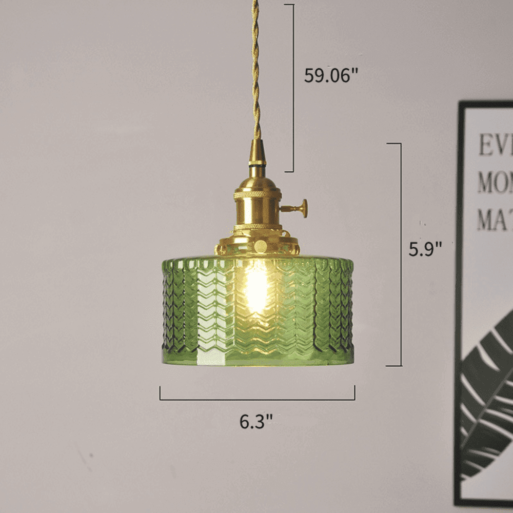 Retro Cylinder Glass Pendant Light