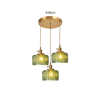 Retro Cylinder Glass Pendant Light