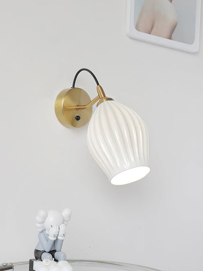 Ceramic Ribbed Wall Light