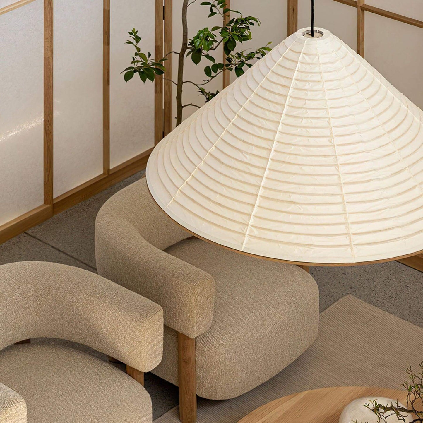 Washi Paper Hat Pendant Lamp