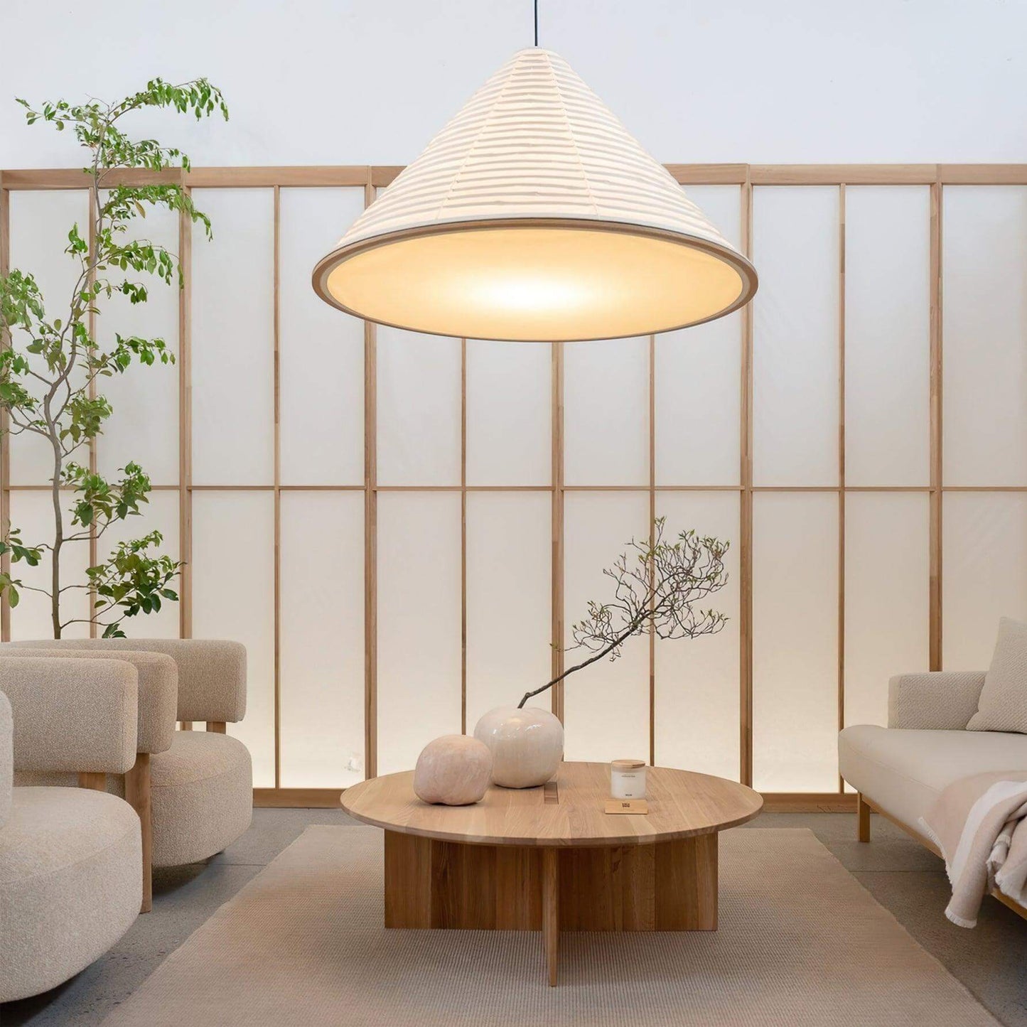 Washi Paper Hat Pendant Lamp