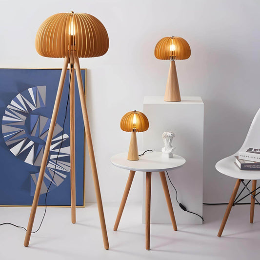Wooden Pumpkin Floor Lamp