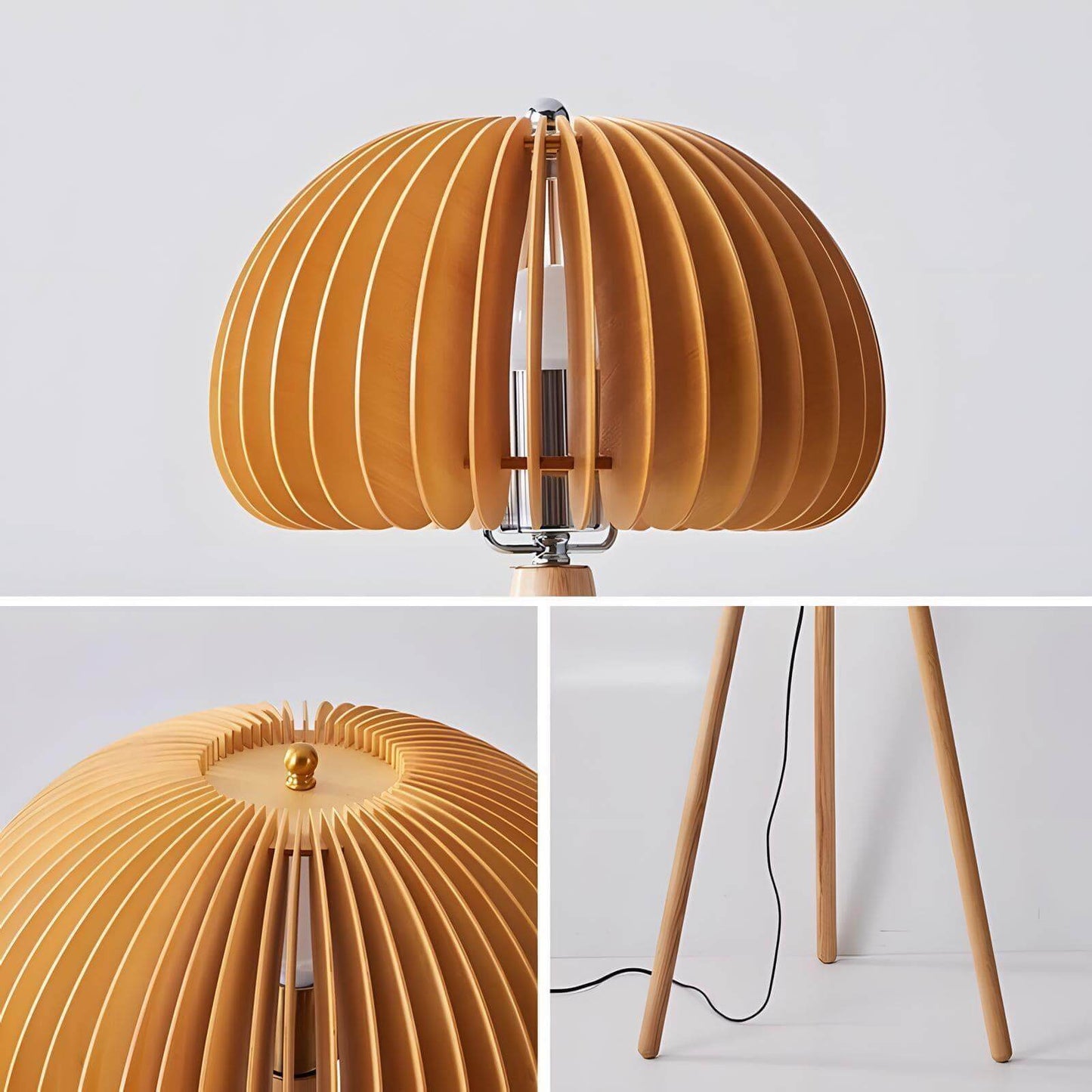 Wooden Pumpkin Floor Lamp