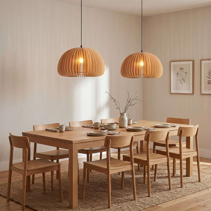 Wooden Pumpkin Pendant Lamp