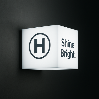 Cube LED Light Box Sign – Custom Acrylic Business Display