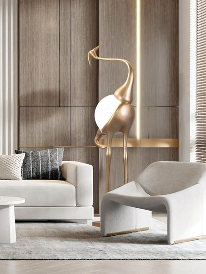 Crane Sculpture Floor Lamp