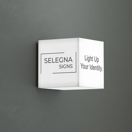 Cube LED Light Box Sign – Custom Acrylic Business Display