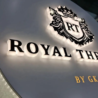 3D Backlit Acrylic Business Sign – Custom LED Logo Sign with Metal Backplate