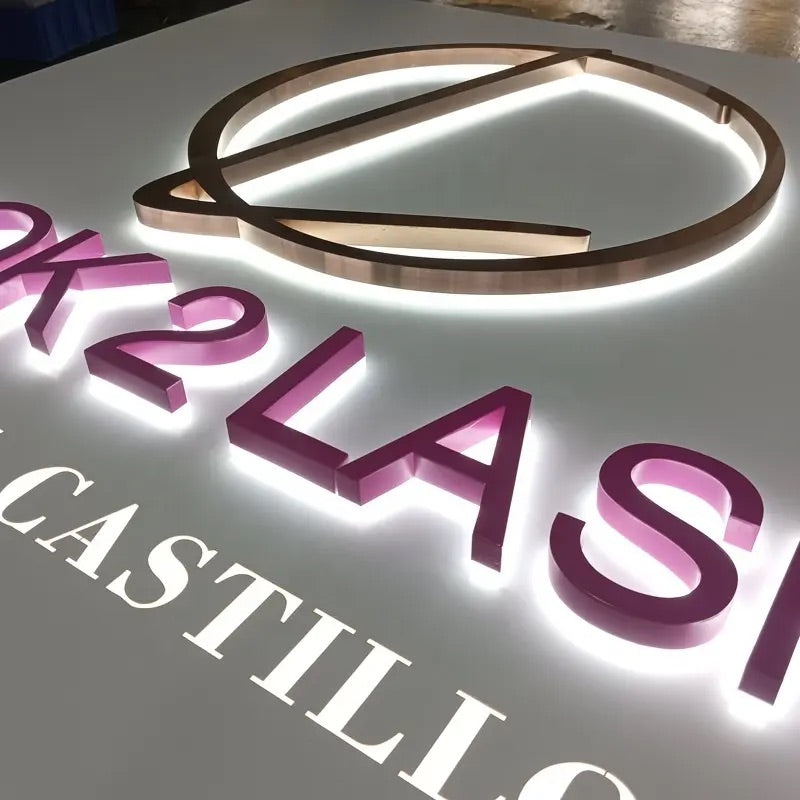 3D Backlit Acrylic Business Sign – Custom LED Logo Sign with Metal Backplate