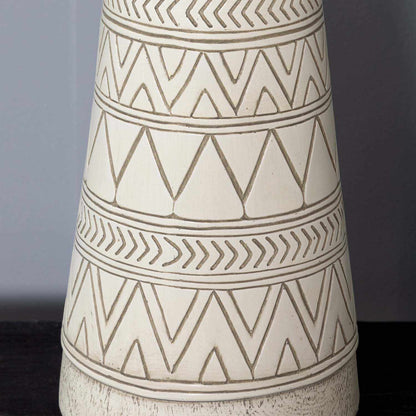 Tan and Cream Resin Lamp with White Linen Table Lamp - Clearance