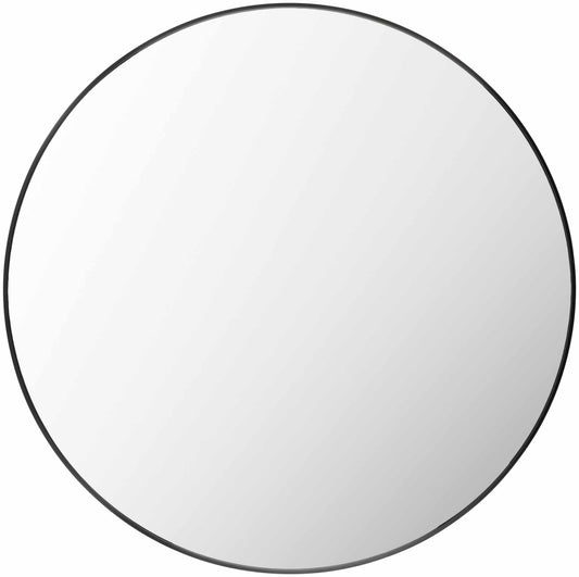 Round Mirror with Black Aluminum Frame