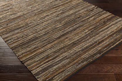 Hand Woven Leather Rag Rug - Clearance