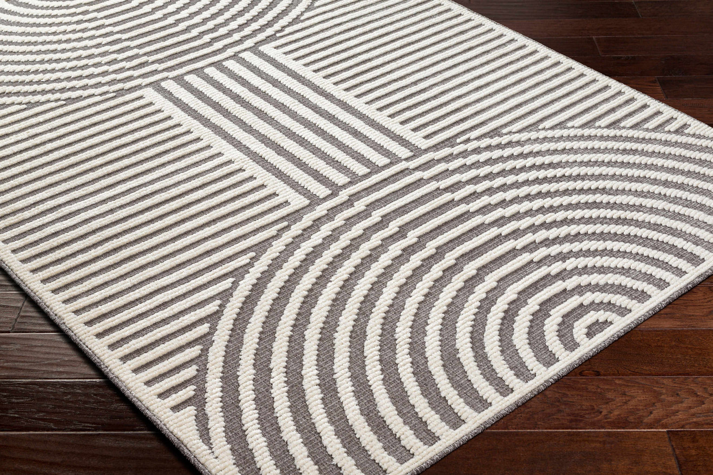 Deron Gray Rainbow Washable Rug