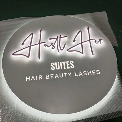 3D Backlit Acrylic Business Sign – Custom LED Logo Sign with Metal Backplate